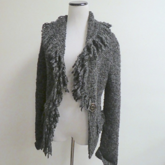 STEFANO MORTARI sweater ITALY FRINGED ALPACA Wool CARDIGAN S M - Picture 1 of 7